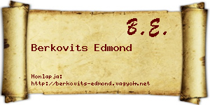Berkovits Edmond névjegykártya